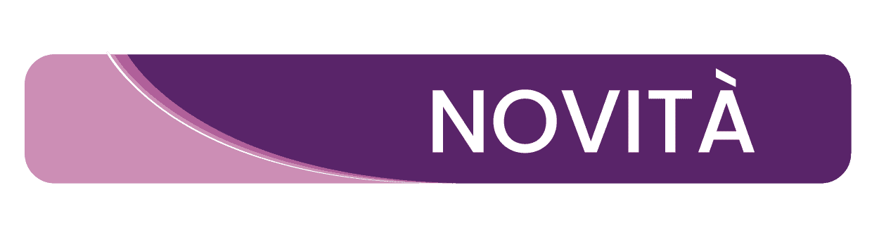 Etichetta viola con scritta Novità