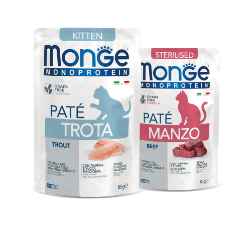 Buste Monge Monoprotein paté per gatti kitten e sterilised