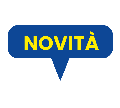 Fumetto blu con scritta gialla Novità