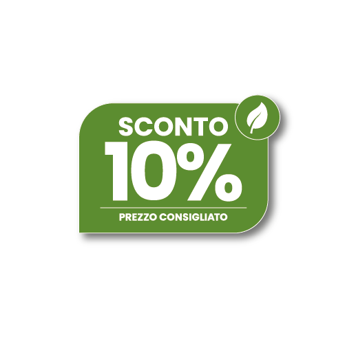 Etichetta verde sconto 10% sul prezzo consigliato