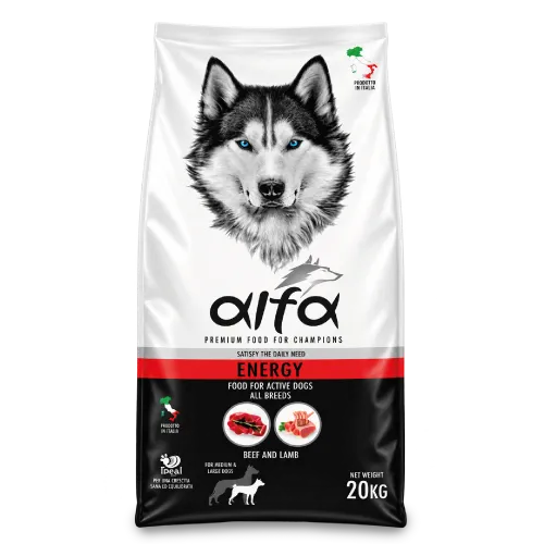 Sacco di crocchette Alfa Energy per cani attivi