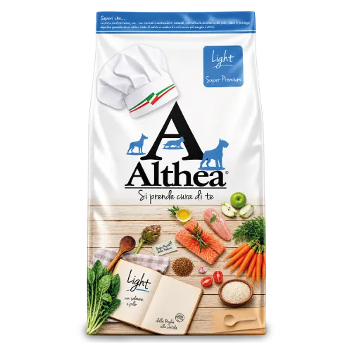 Confezione di crocchette Althea Light per cani e gatti