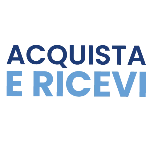 Scritta Acquista e ricevi in blu