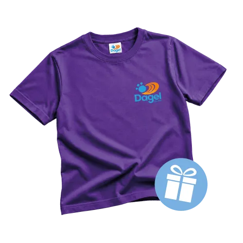 Maglietta viola Dagel con logo colorato