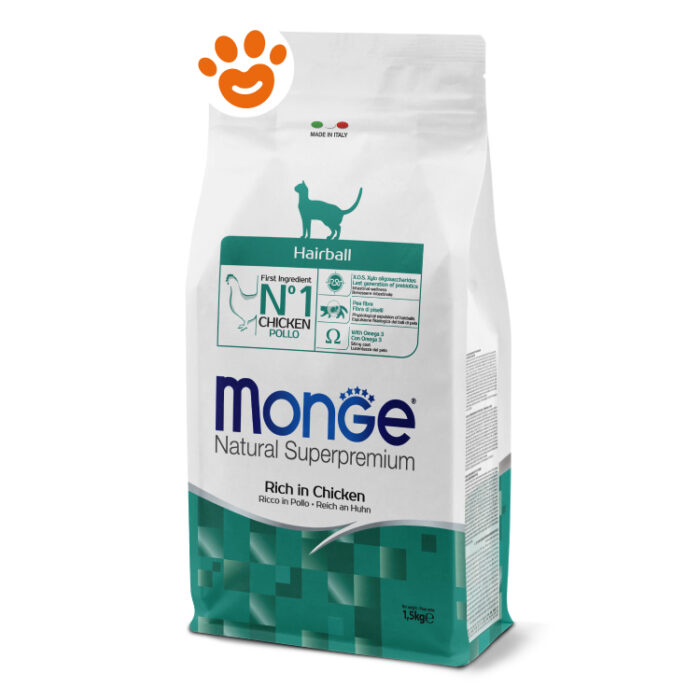 Sacco crocchette Monge Hairball ricco in pollo