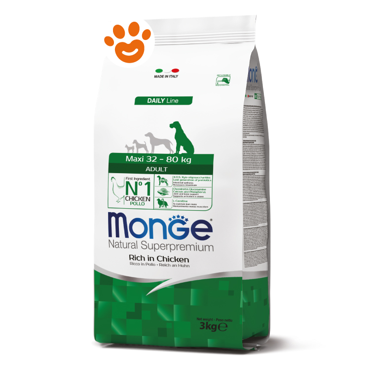 Sacco crocchette Monge Maxi Adult pollo 3kg