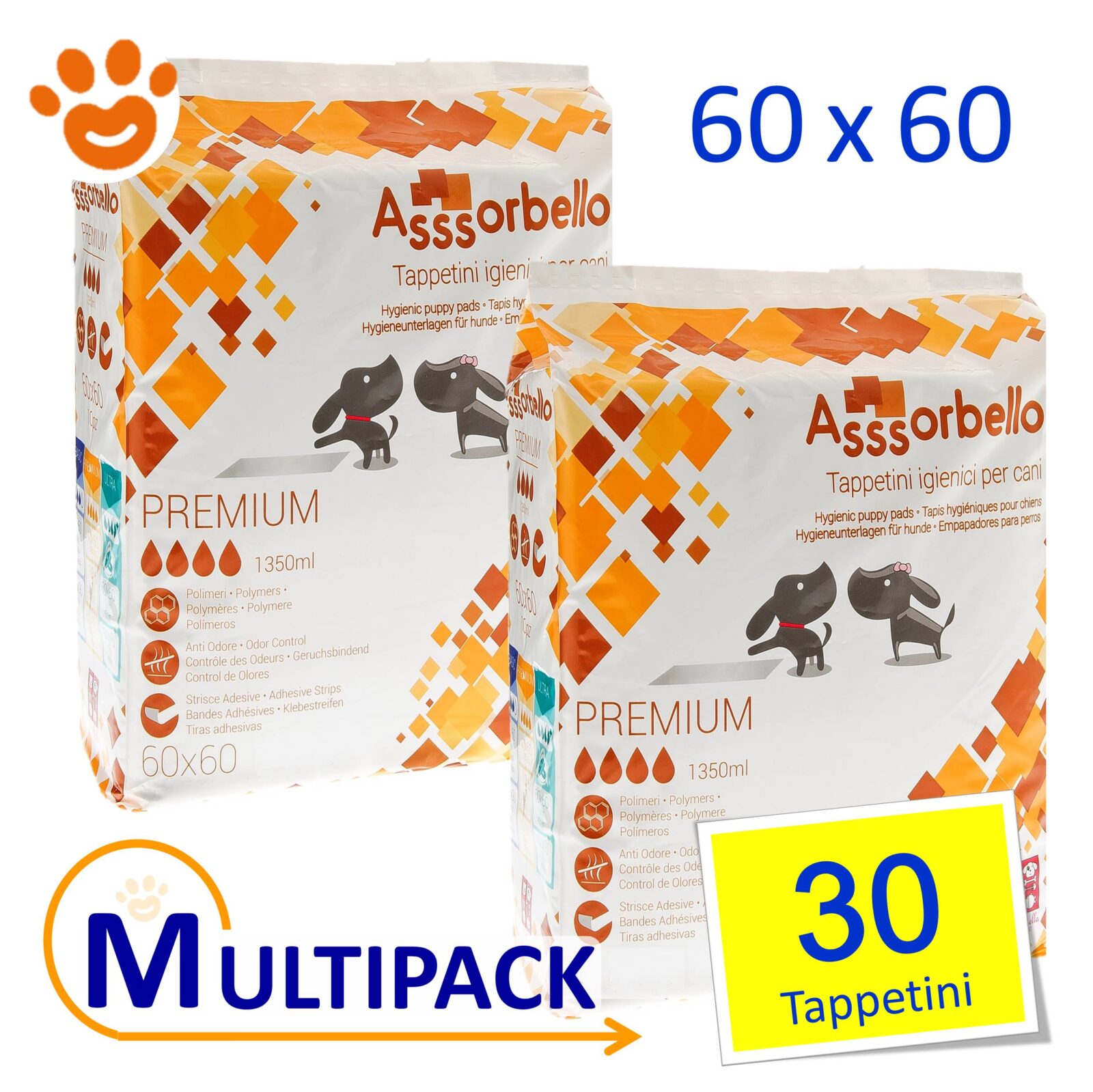 Ferribiella Assorbello PREMIUM Tappetini Assorbenti per Cani 60x60 - Amore  Animale Shop