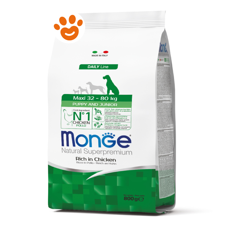 Sacco crocchette Monge Puppy Junior pollo 800g