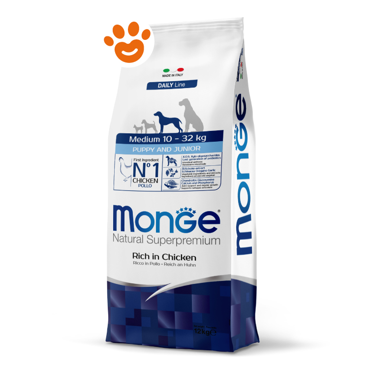 Sacco crocchette Monge Puppy Junior Medium pollo