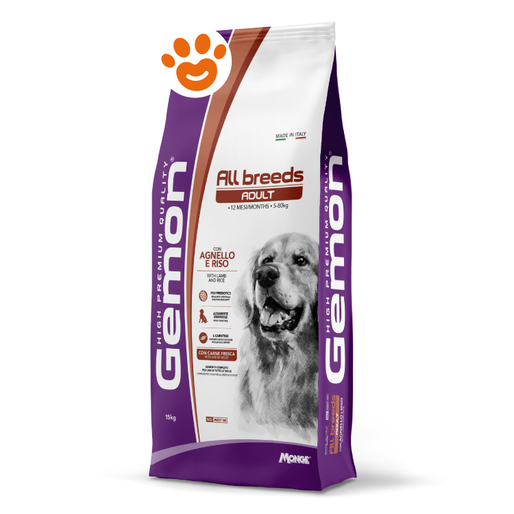 Sacco crocchette per cani Gemon agnello e riso