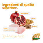Ingredienti naturali: melograno, pollo, farro e avena