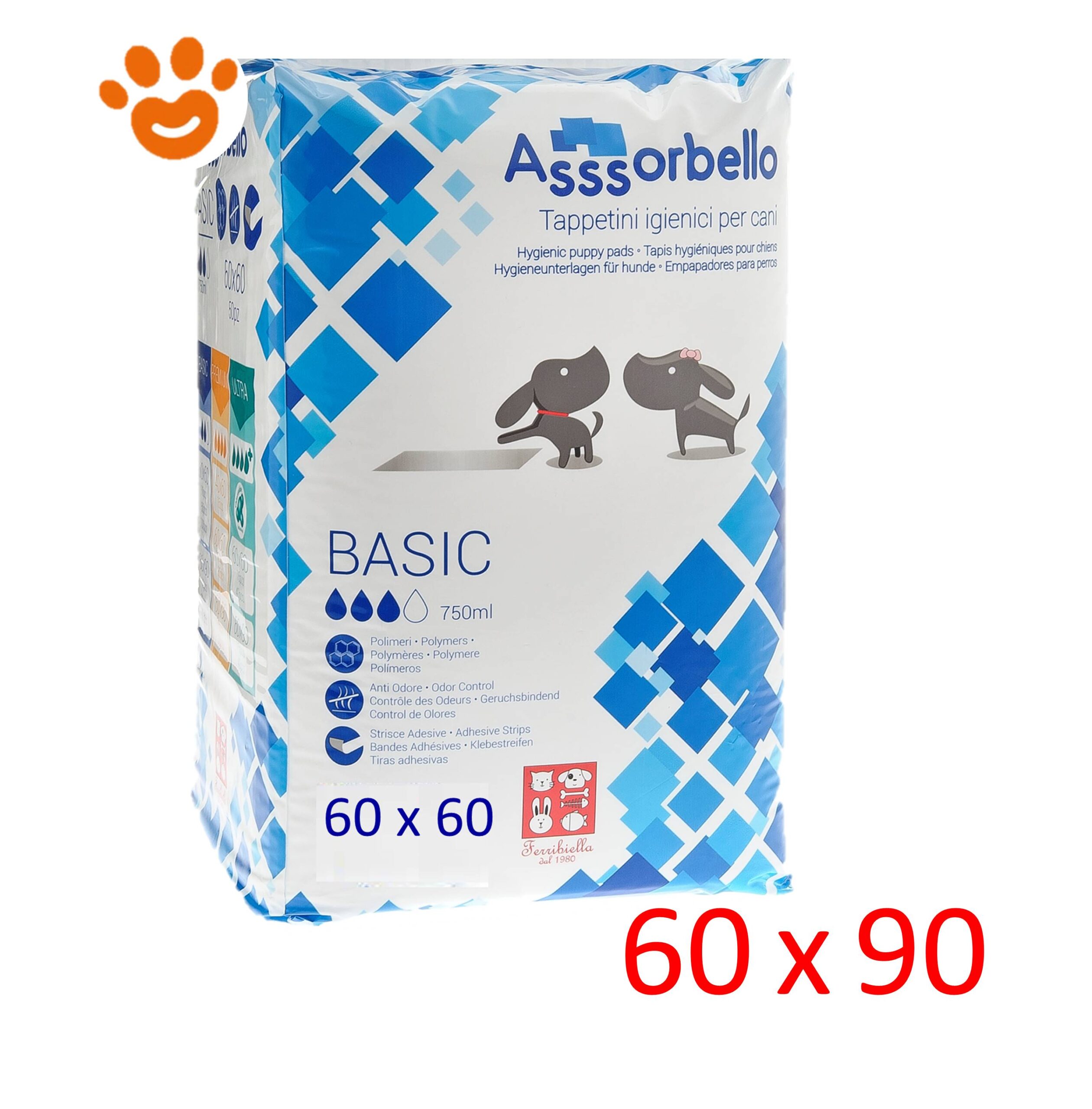 Ferribiella Assorbello BASIC Tappetini Assorbenti per cani 60x90