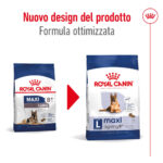 Confronto vecchio e nuovo packaging Royal Canin Maxi 8+