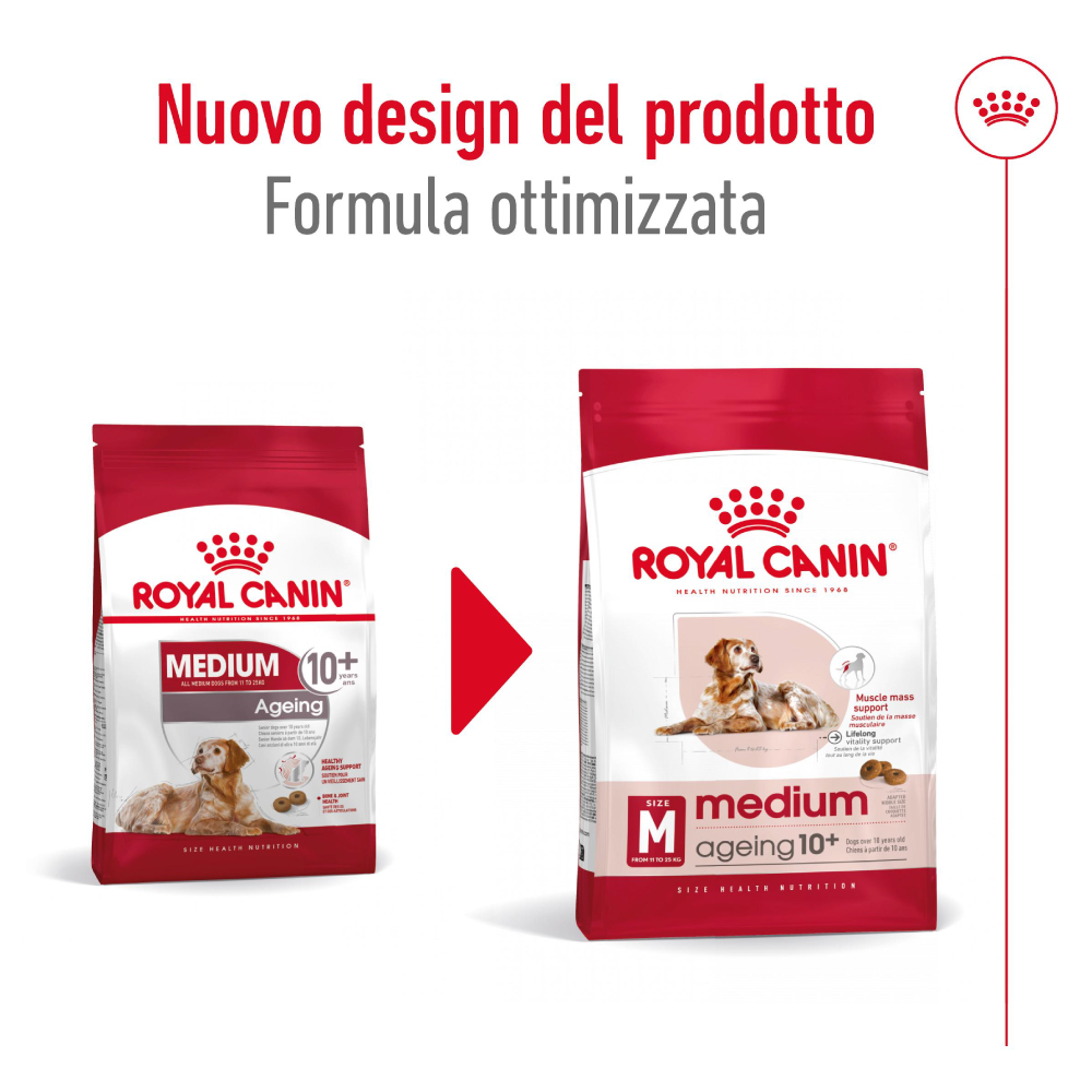 Confezione Royal Canin Medium Ageing 10+ rinnovata