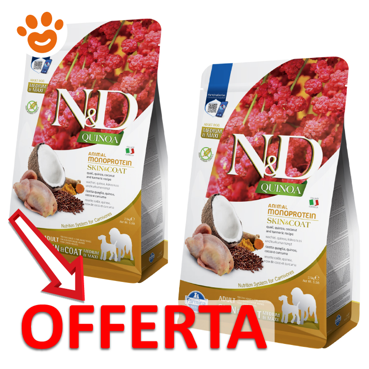 Sacchi crocchette N&D Quinoa in offerta
