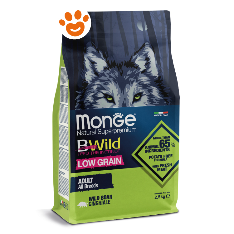 Sacco crocchette Monge BWild Low Grain cinghiale