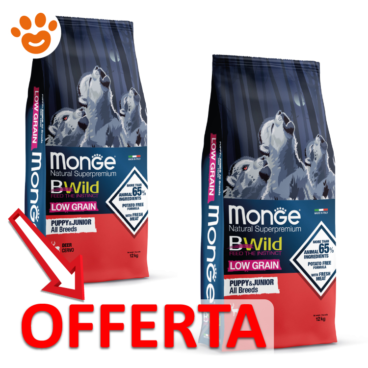 Offerta crocchette Monge BWild Puppy Junior cervo