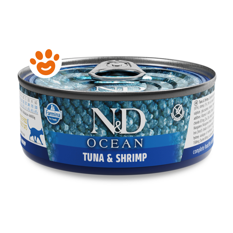 Lattina N&D Ocean tonno e gamberi