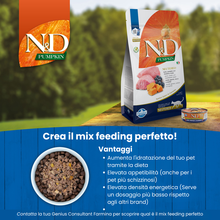 Sacco crocchette N&D Pumpkin per gatti sterilizzati
