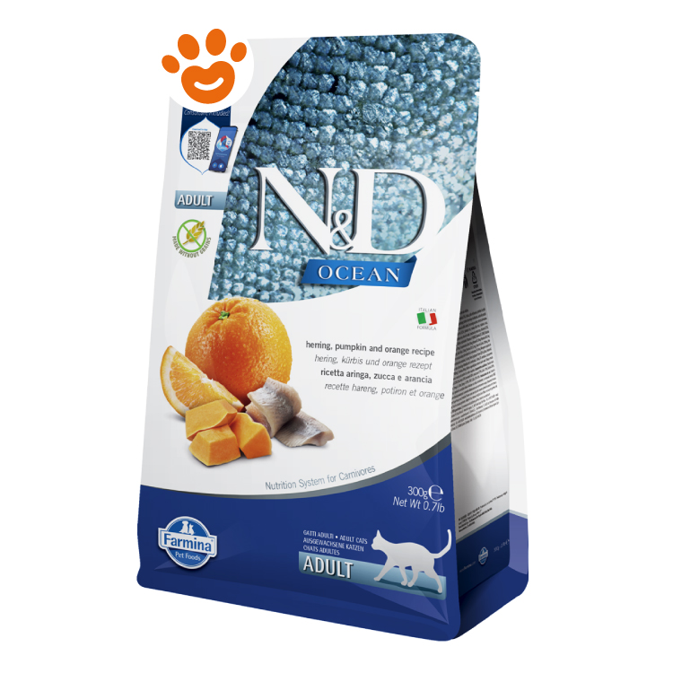 Sacco crocchette gatto N&D Ocean aringa arancia