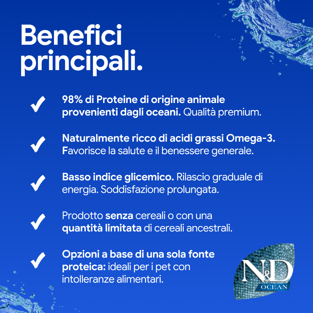 Benefici principali alimento pet proteine oceaniche