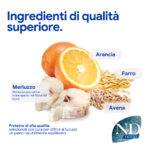Ingredienti naturali: arancia, merluzzo, farro e avena