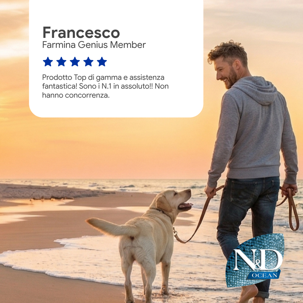 Uomo con cane al tramonto sulla spiaggia
