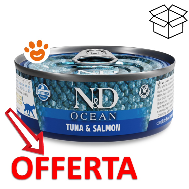 Lattina N&D Ocean tonno e salmone offerta