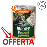 Lattina cibo cane Monge BWild Puppy anatra