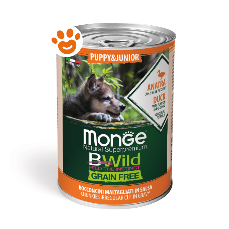 Lattina cibo per cuccioli Monge BWild anatra