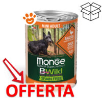 Lattina cibo cane Monge BWild anatra offerta