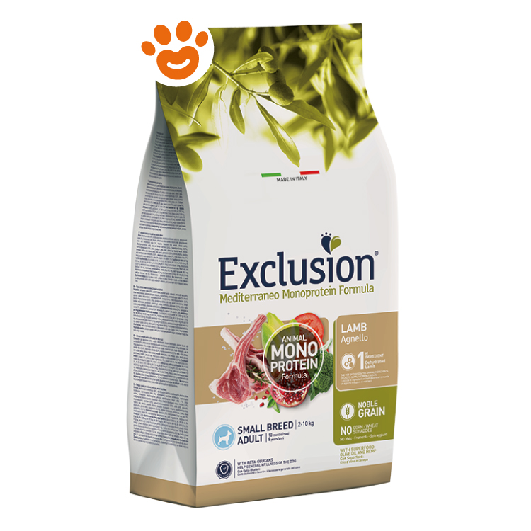 Sacco crocchette cane agnello Exclusion Mediterraneo