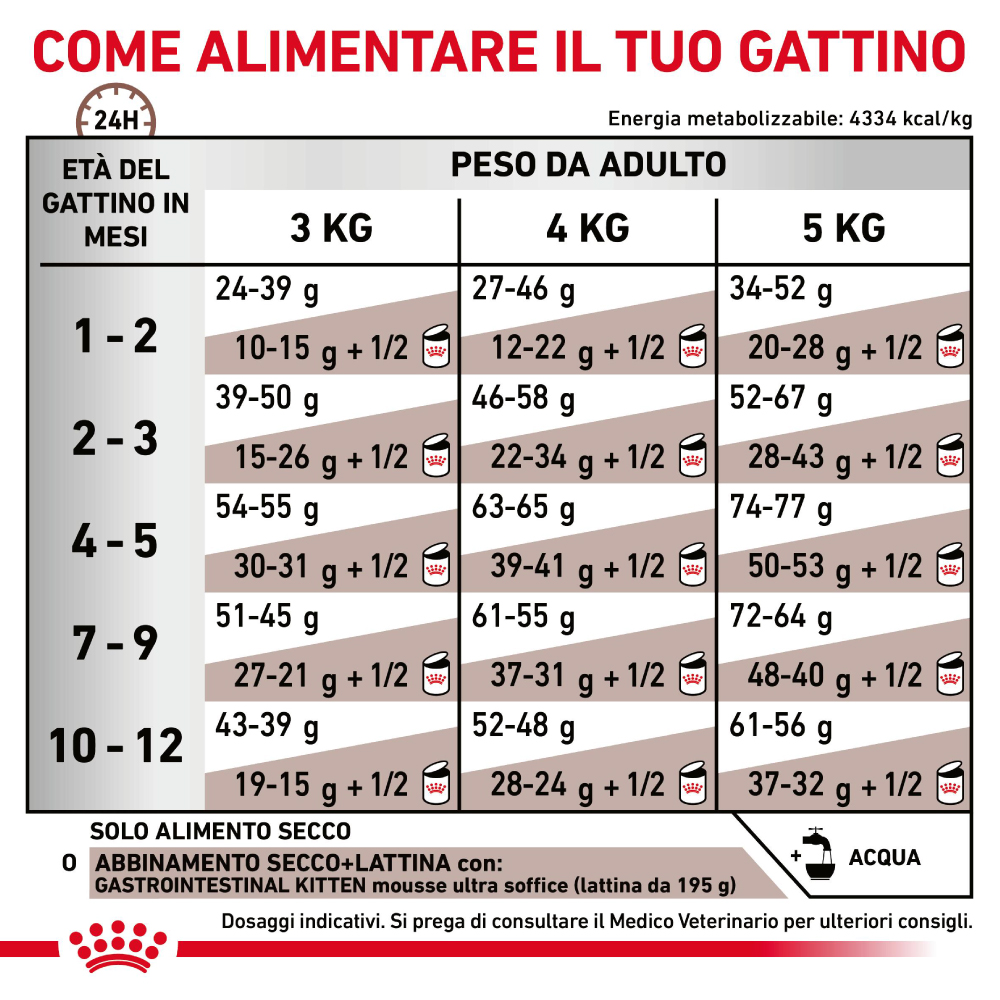 Tabella alimentazione gattino per età e peso