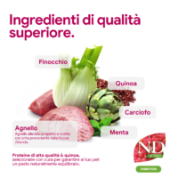 Ingredienti naturali: agnello, finocchio, quinoa e carciofo