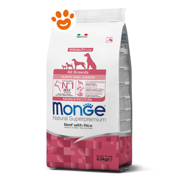 Sacco crocchette Monge Puppy Junior manzo riso
