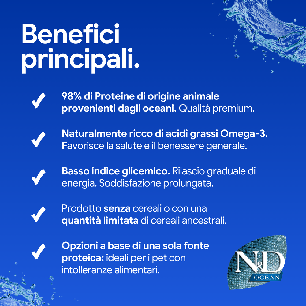 Benefici principali mangime oceanico per animali domestici