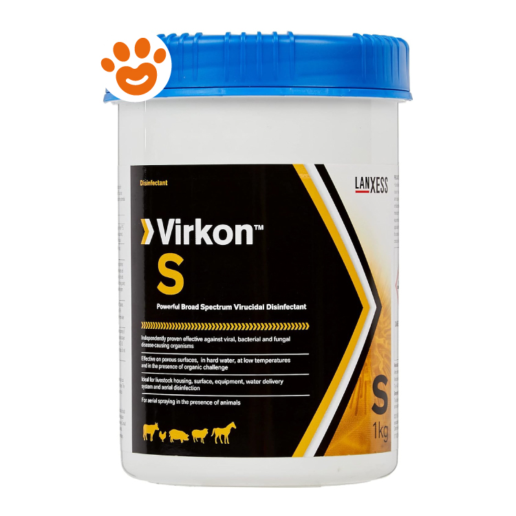 Barattolo di disinfettante Virkon S con coperchio blu