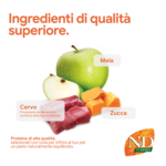 Mela, zucca e carne di cervo fresca