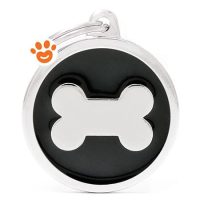 My Family Medaglietta Classic Cerchio Nero Grande con Osso >>>INCISIONE_GRATIS