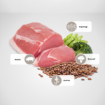 Carne di maiale con asparagi, broccoli e quinoa
