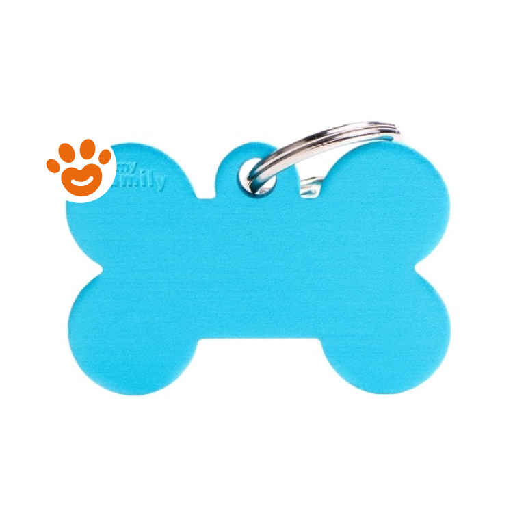 My Family Medaglietta Basic Aluminium Osso Grande Alluminio Azzurro >>>INCISIONE_GRATIS