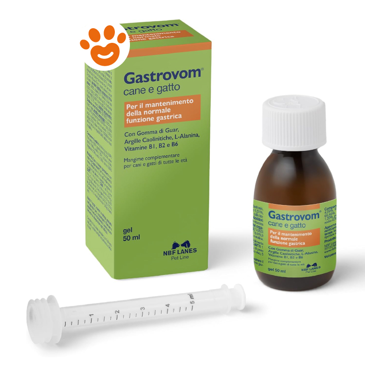 Confezione e flacone Gastrovom gel cane e gatto