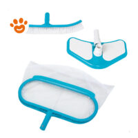 Kit pulizia piscina con retino, spazzola e aspiratore