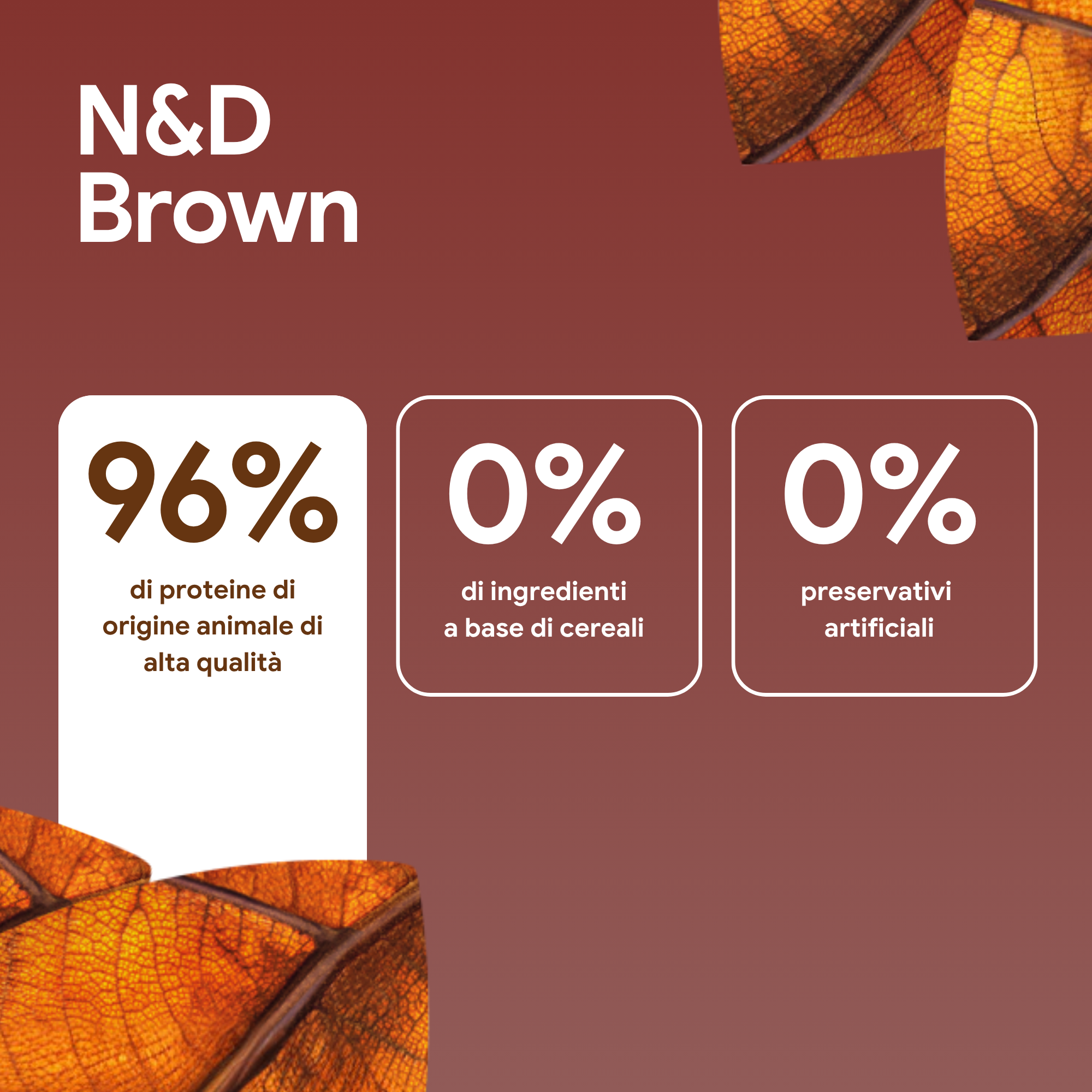 Infografica N&D Brown 96% proteine animali