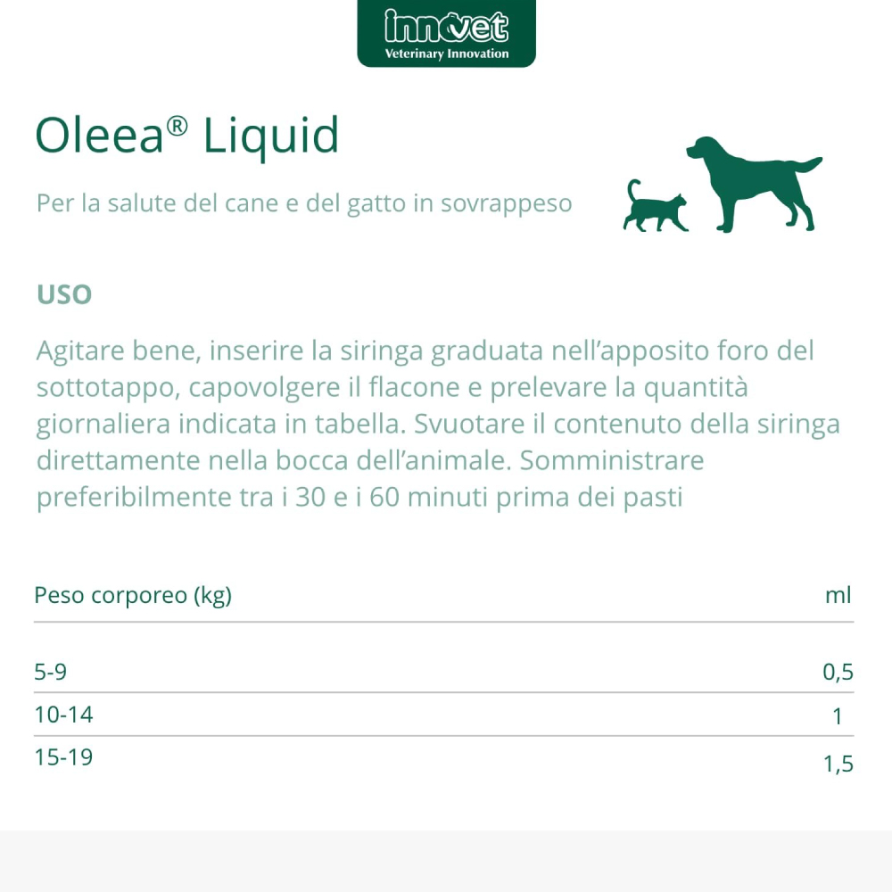 Etichetta Olea Liquid per cani e gatti
