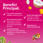 Grafica benefici alimento tropicale ad alto contenuto proteico