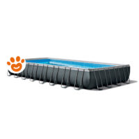 Intex Piscina Rettangolare Ultra XTR Frame (974x488x132cm) + Kit Pulizia Deluxe e Set Volley Art. 26378