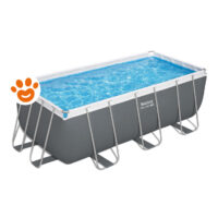 Bestway Piscina Rettangolare Power Steel Frame (412x201x122cm) con Pompa a Filtro Art. 56456