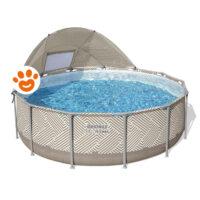 Bestway Piscina Rotonda Steel Pro Max (Ø396x107cm) Design a Strisce con Pompa a Filtro + Ombreggiante Art. 561FY