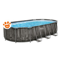 Bestway Piscina Ovale Steel Pro Max (610x366x122cm) Finto Legno con Pompa a Filtro Art. 5611R